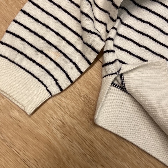 ASOS Striped Boxy Crop Sweater BONJOUR MES AMIS Black White - Picture 2 of 4